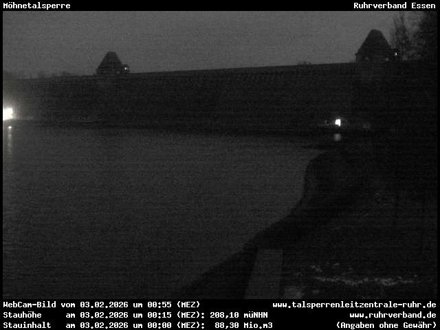 Archiv Foto Webcam Möhnetalsperre: Blick auf Staumauer
