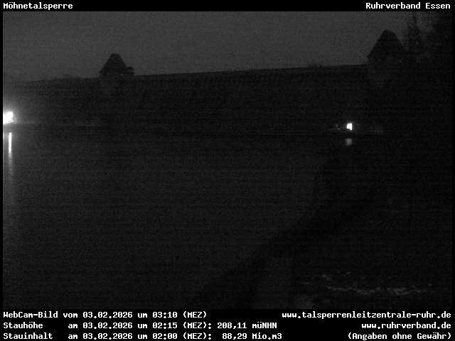 Archiv Foto Webcam Möhnetalsperre: Blick auf Staumauer