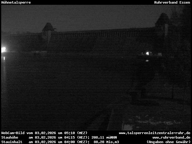 Archiv Foto Webcam Möhnetalsperre: Blick auf Staumauer