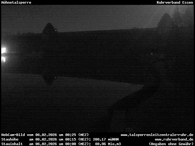 Archiv Foto Webcam Möhnetalsperre: Blick auf Staumauer