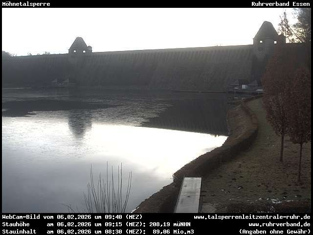 Archiv Foto Webcam Möhnetalsperre: Blick auf Staumauer