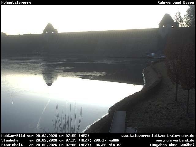 Archiv Foto Webcam Möhnetalsperre: Blick auf Staumauer