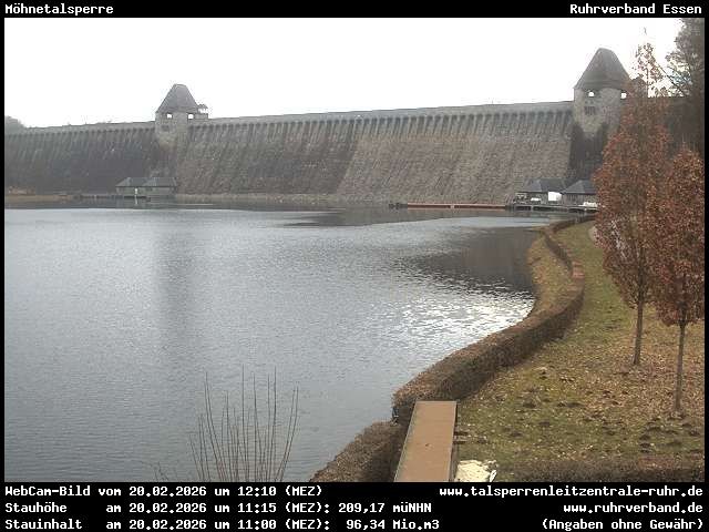 Archiv Foto Webcam Möhnetalsperre: Blick auf Staumauer