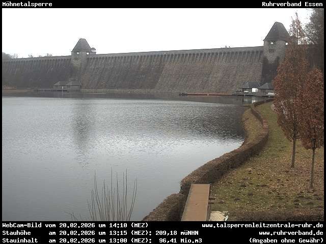 Archiv Foto Webcam Möhnetalsperre: Blick auf Staumauer