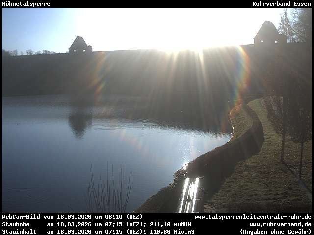Archiv Foto Webcam Möhnetalsperre: Blick auf Staumauer