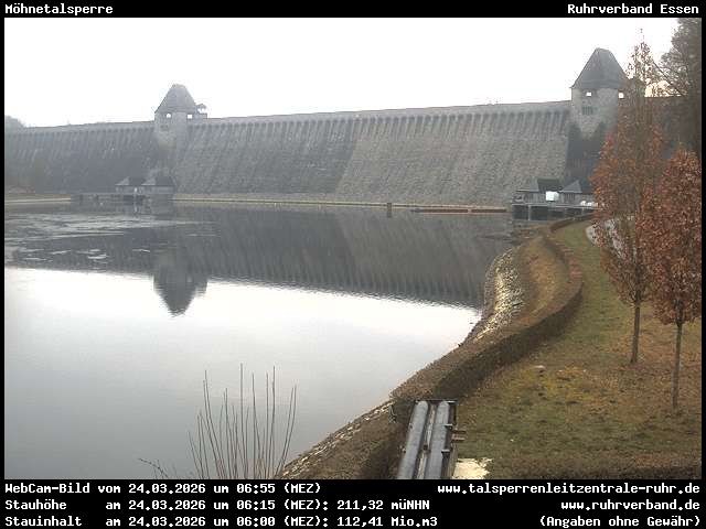 Archiv Foto Webcam Möhnetalsperre: Blick auf Staumauer