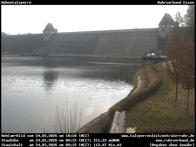 Archiv Foto Webcam Möhnetalsperre: Blick auf Staumauer