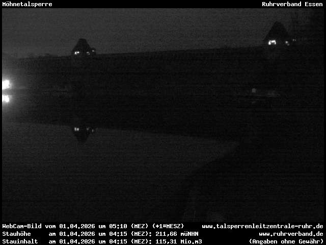 Archiv Foto Webcam Möhnetalsperre: Blick auf Staumauer