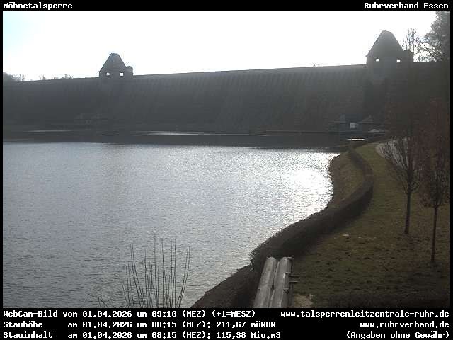 Archiv Foto Webcam Möhnetalsperre: Blick auf Staumauer