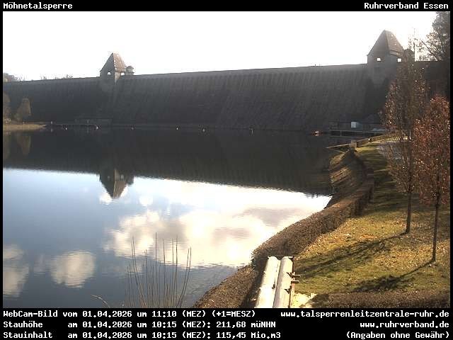 Archiv Foto Webcam Möhnetalsperre: Blick auf Staumauer
