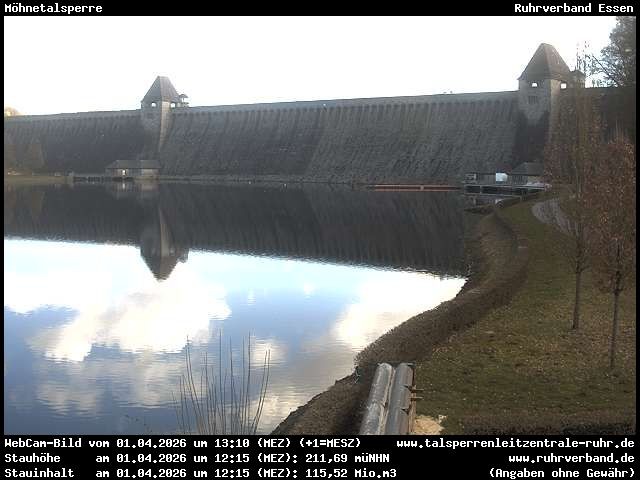 Archiv Foto Webcam Möhnetalsperre: Blick auf Staumauer