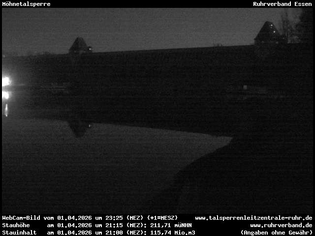 Archiv Foto Webcam Möhnetalsperre: Blick auf Staumauer