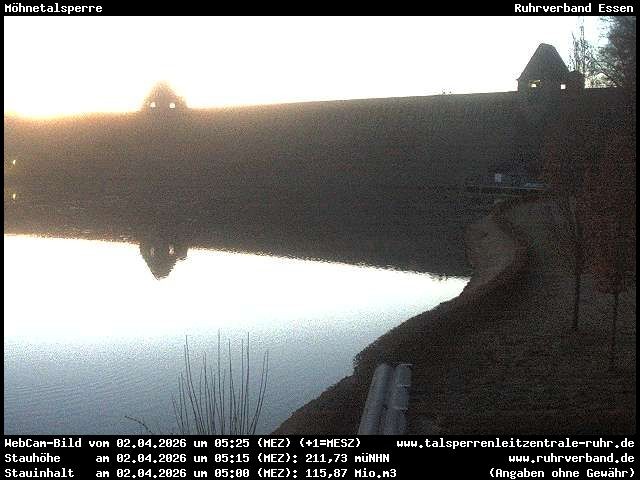 Archiv Foto Webcam Möhnetalsperre: Blick auf Staumauer