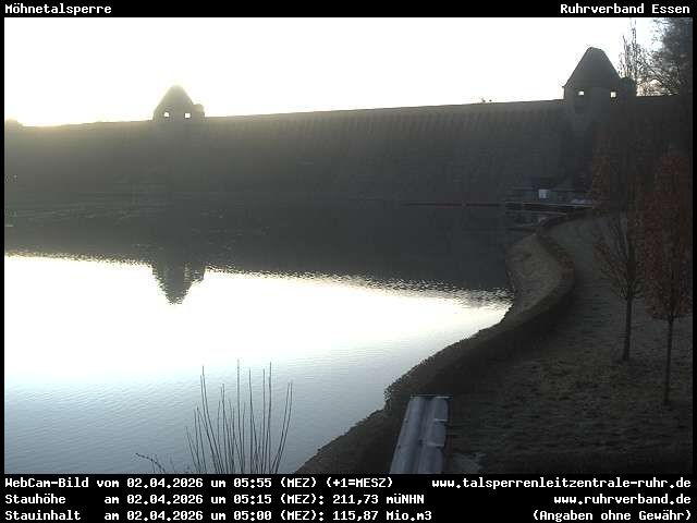 Archiv Foto Webcam Möhnetalsperre: Blick auf Staumauer