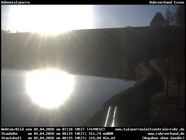Archiv Foto Webcam Möhnetalsperre: Blick auf Staumauer