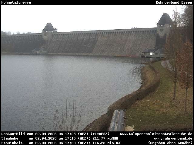 Archiv Foto Webcam Möhnetalsperre: Blick auf Staumauer