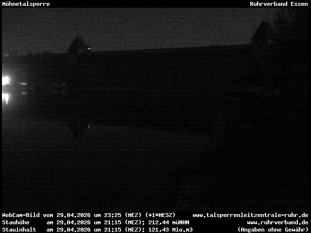 Archiv Foto Webcam Möhnetalsperre: Blick auf Staumauer