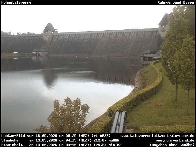 Archiv Foto Webcam Möhnetalsperre: Blick auf Staumauer