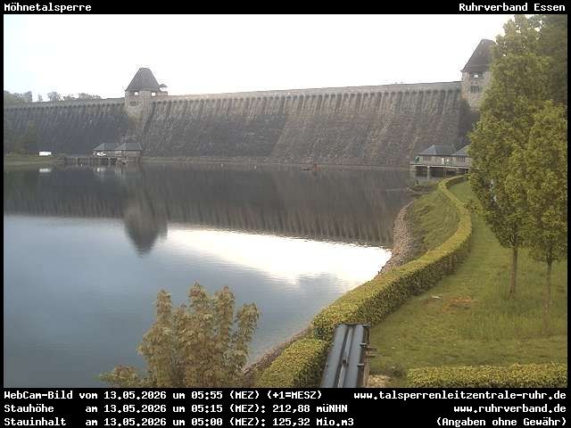 Archiv Foto Webcam Möhnetalsperre: Blick auf Staumauer