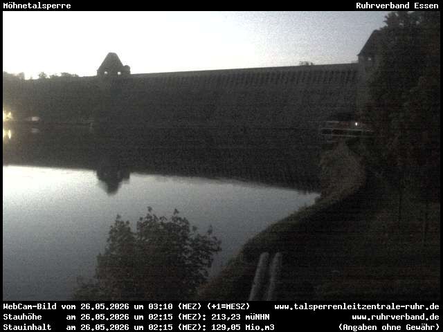 Archiv Foto Webcam Möhnetalsperre: Blick auf Staumauer