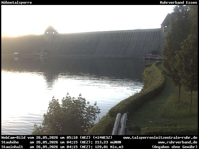 Archiv Foto Webcam Möhnetalsperre: Blick auf Staumauer