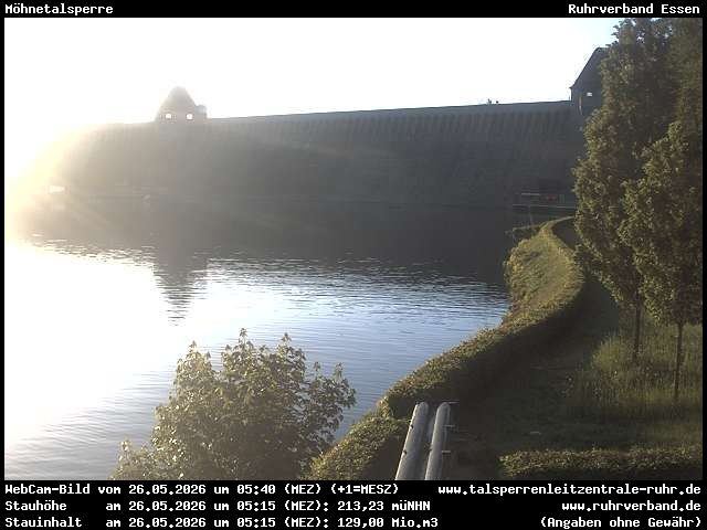 Archiv Foto Webcam Möhnetalsperre: Blick auf Staumauer