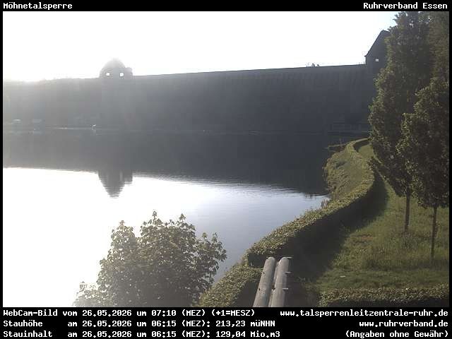 Archiv Foto Webcam Möhnetalsperre: Blick auf Staumauer