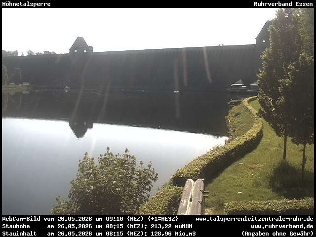 Archiv Foto Webcam Möhnetalsperre: Blick auf Staumauer