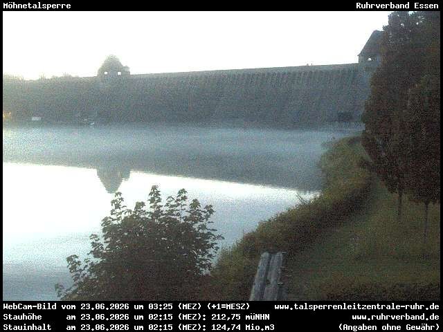 Archiv Foto Webcam Möhnetalsperre: Blick auf Staumauer