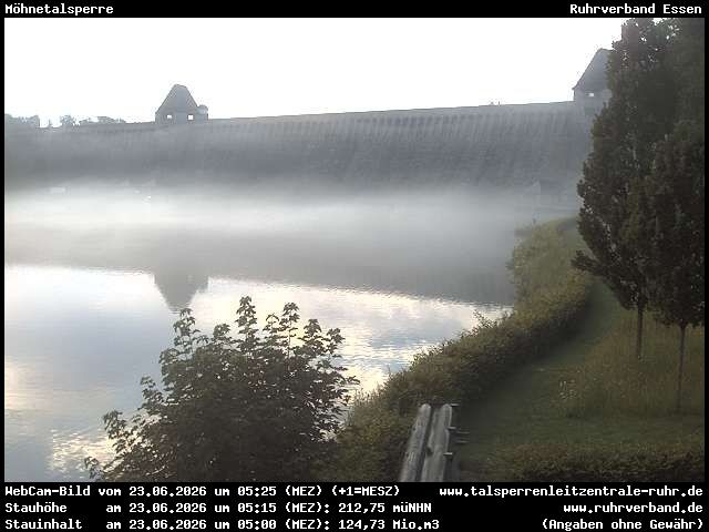 Archiv Foto Webcam Möhnetalsperre: Blick auf Staumauer
