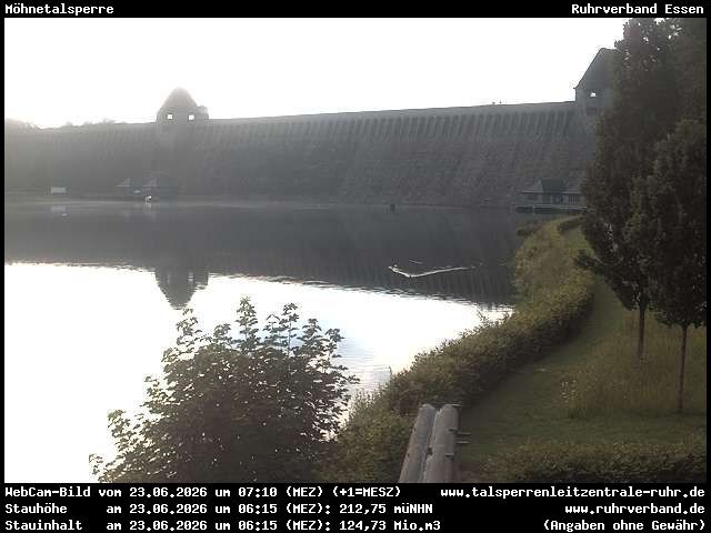 Archiv Foto Webcam Möhnetalsperre: Blick auf Staumauer