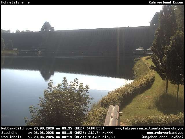 Archiv Foto Webcam Möhnetalsperre: Blick auf Staumauer