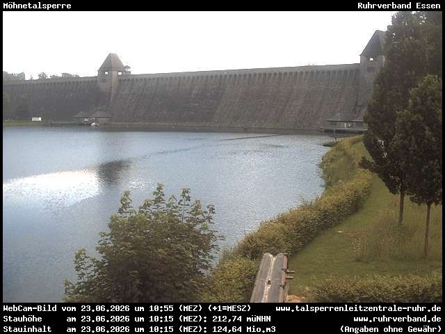 Archiv Foto Webcam Möhnetalsperre: Blick auf Staumauer