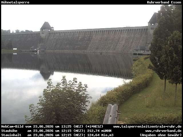 Archiv Foto Webcam Möhnetalsperre: Blick auf Staumauer
