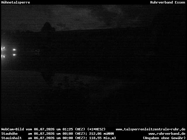 Archiv Foto Webcam Möhnetalsperre: Blick auf Staumauer