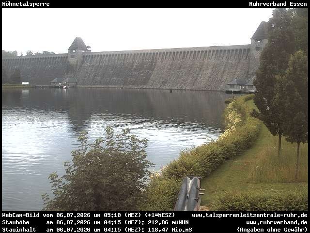 Archiv Foto Webcam Möhnetalsperre: Blick auf Staumauer