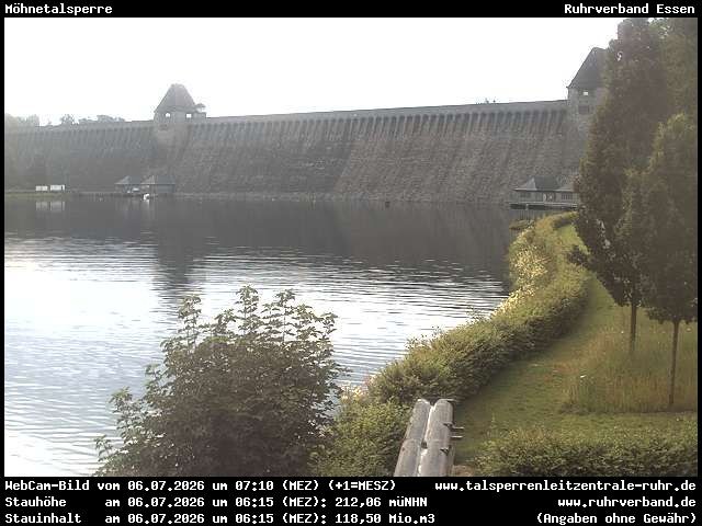 Archiv Foto Webcam Möhnetalsperre: Blick auf Staumauer