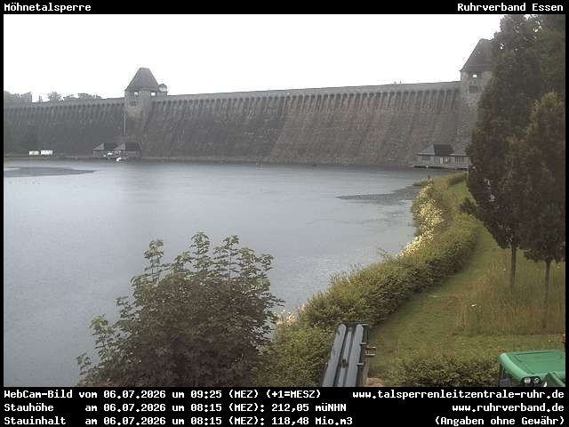 Archiv Foto Webcam Möhnetalsperre: Blick auf Staumauer