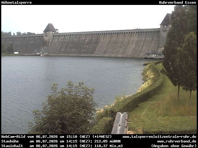 Archiv Foto Webcam Möhnetalsperre: Blick auf Staumauer