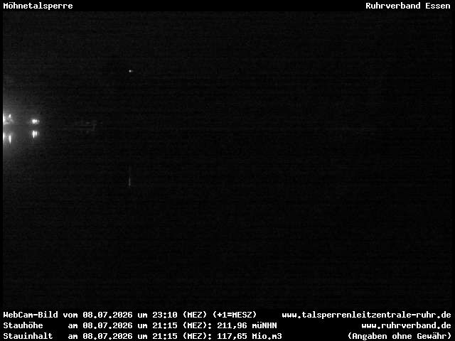 Archiv Foto Webcam Möhnetalsperre: Blick auf Staumauer