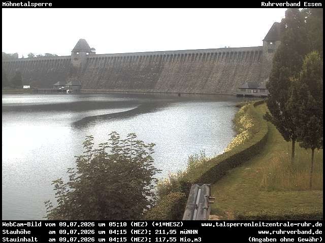 Archiv Foto Webcam Möhnetalsperre: Blick auf Staumauer