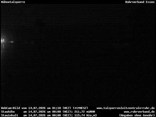 Archiv Foto Webcam Möhnetalsperre: Blick auf Staumauer