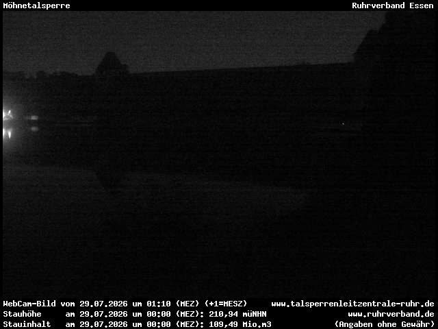 Archiv Foto Webcam Möhnetalsperre: Blick auf Staumauer
