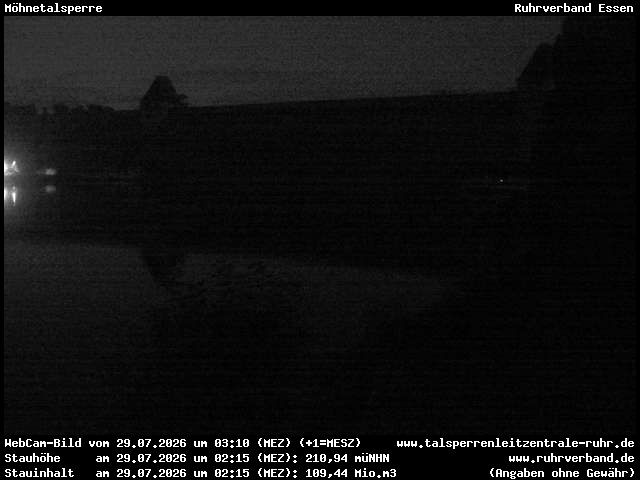 Archiv Foto Webcam Möhnetalsperre: Blick auf Staumauer