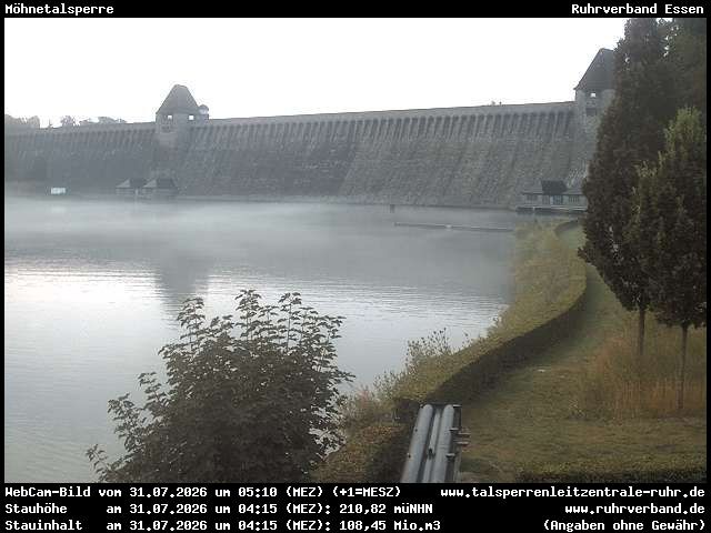 Archived image Webcam View of dam lake Moehnesee