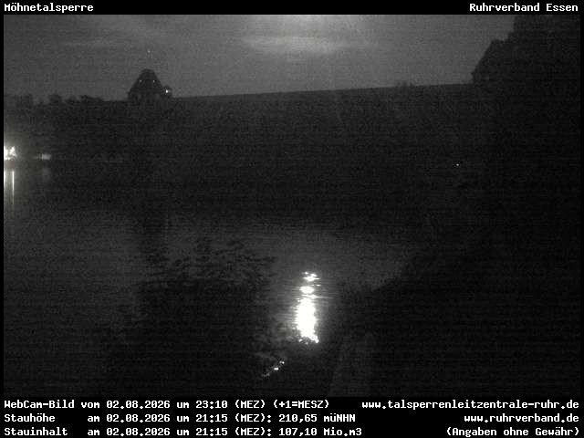 Archiv Foto Webcam Möhnetalsperre: Blick auf Staumauer