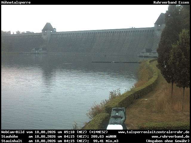 Archiv Foto Webcam Möhnetalsperre: Blick auf Staumauer