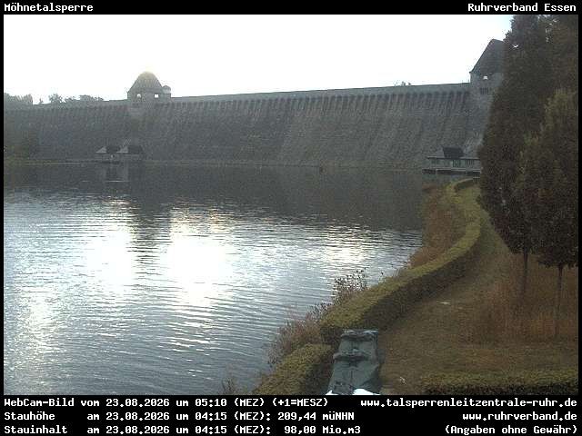 Archiv Foto Webcam Möhnetalsperre: Blick auf Staumauer