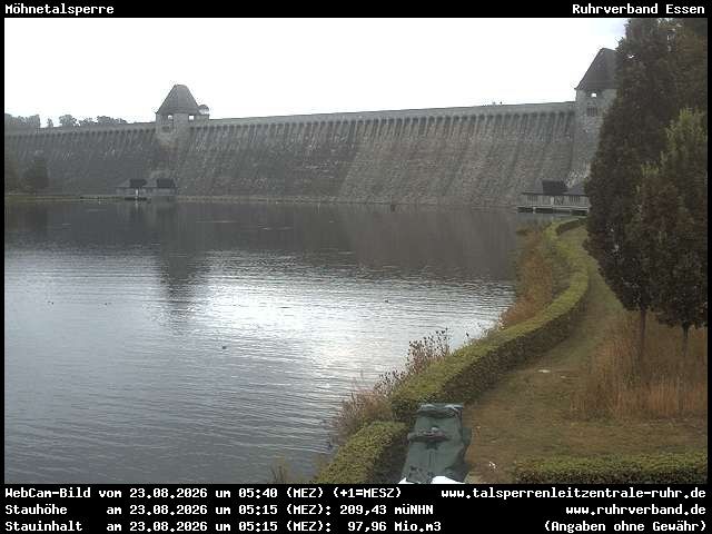 Archiv Foto Webcam Möhnetalsperre: Blick auf Staumauer