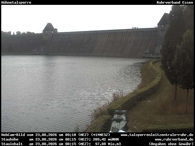 Archiv Foto Webcam Möhnetalsperre: Blick auf Staumauer